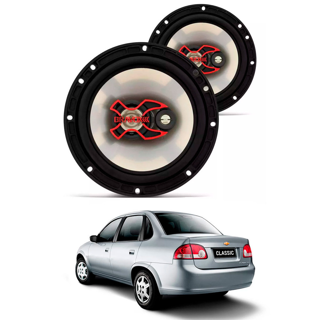 4 Alto Falantes 6 Polegadas 100W RMS Triaxial B3x60x Chevrolet Clasic 2002 até 2016 - Bravox