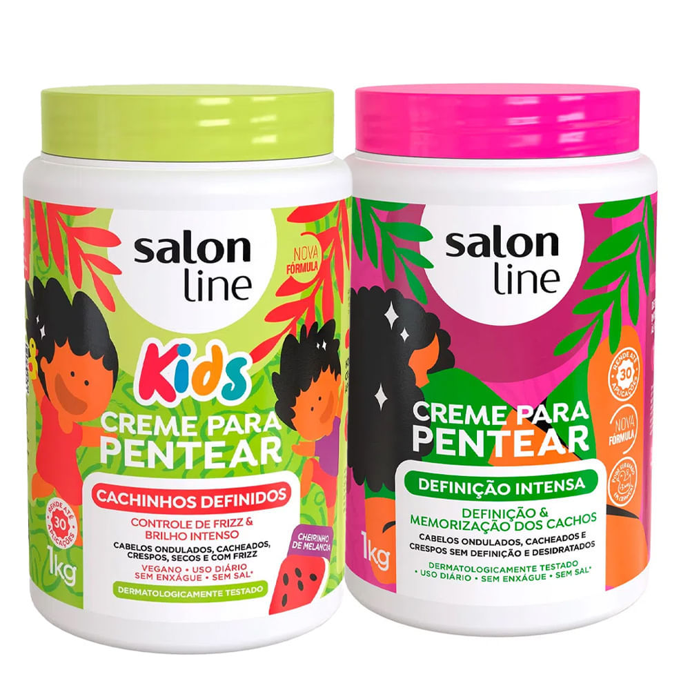 kit Salon Line Creme De Pentear Cachinhos + Creme De Penetar Definição Intensa 1Kg