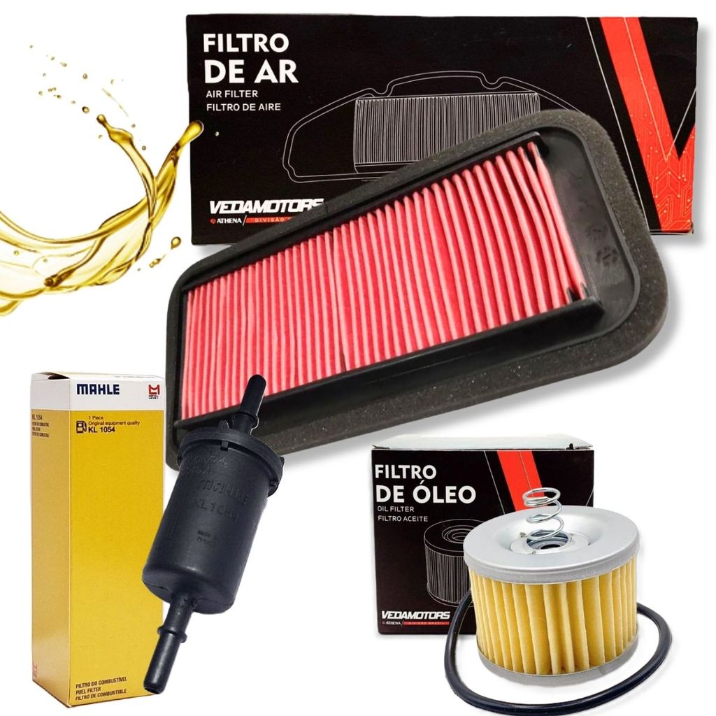 Kit de Filtros Fz15 150 Abs 2023-2025 (Filtro de Ar +  Filtro de Óleo + FIltro de Combustível)