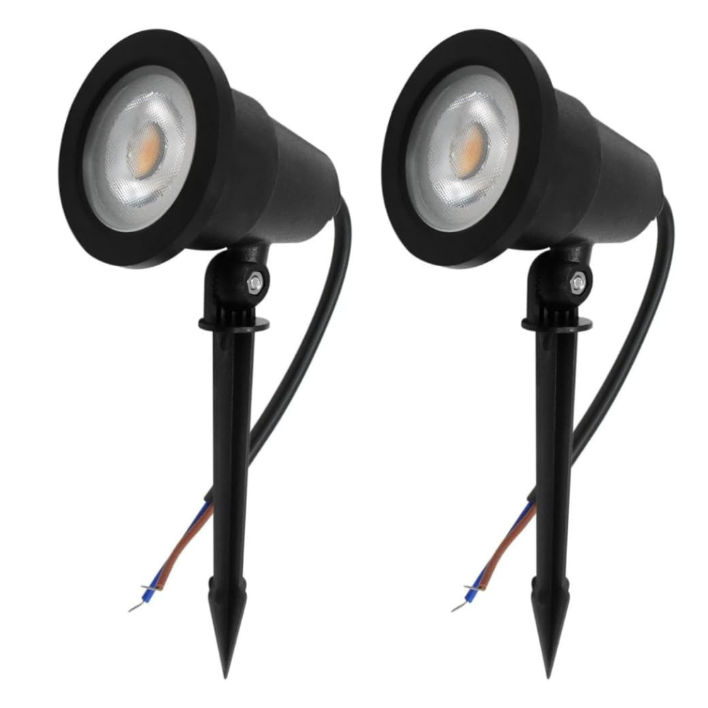 Kit 2 Luminária Espeto P Jardim 3w Luz Led Ip65 Prova Dágua