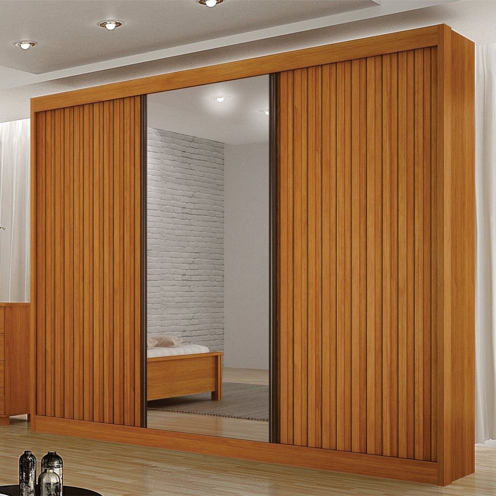Guarda-roupa para Casal com Espelho San Marino 100% MDF  Cinamomo