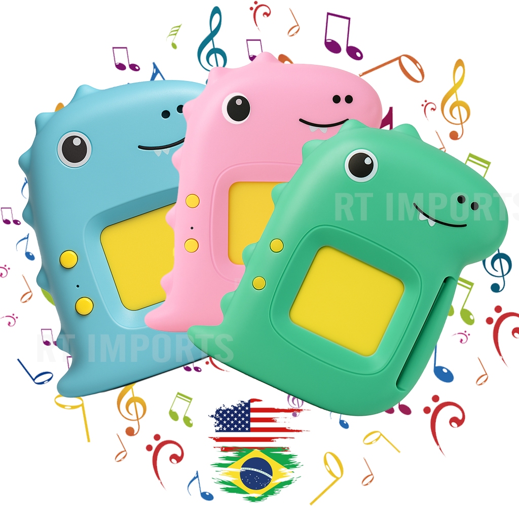 Dino Leitor Cartao Inteligente Educativo Divertido Bilingue Brinquedo Criança Aprender Ingles Brincando Dinossauro