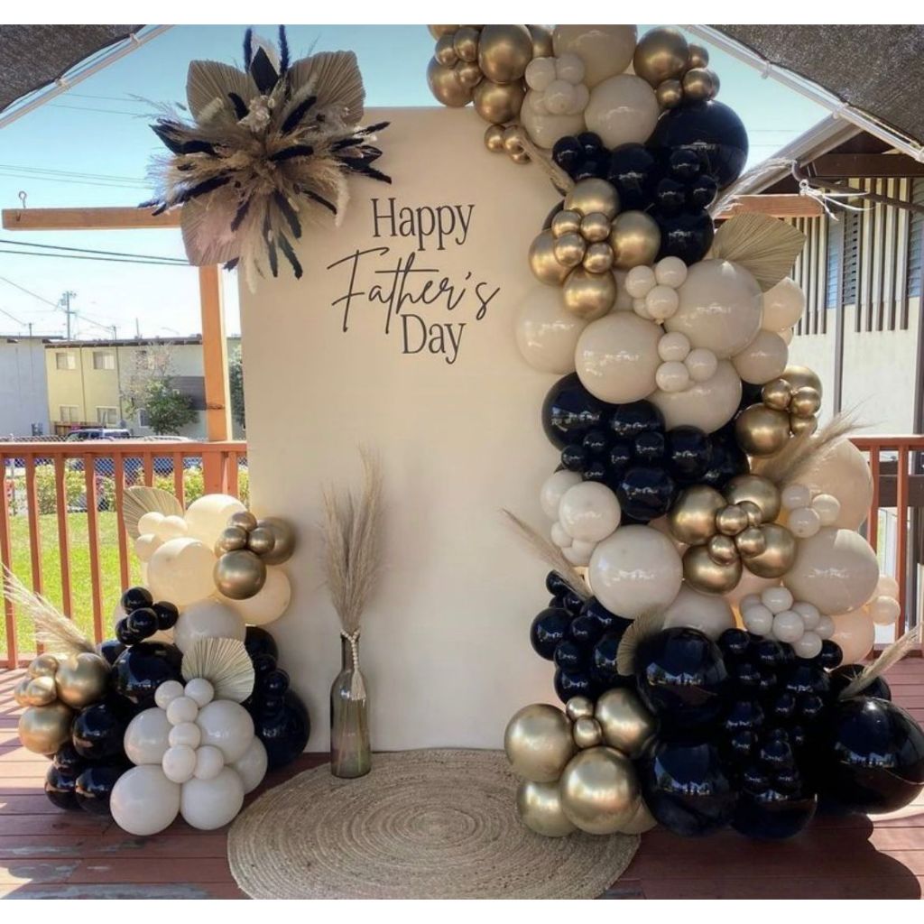 Balão de aniversário kit 139 pçs - Preto + Bege + Dourado para decoração de Festas.