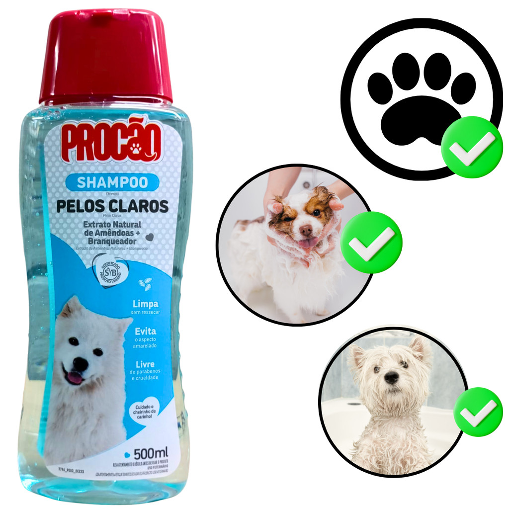 Shampoo Pet Procão 500ml Para Pelos Brancos Claros de Cães e Gatos