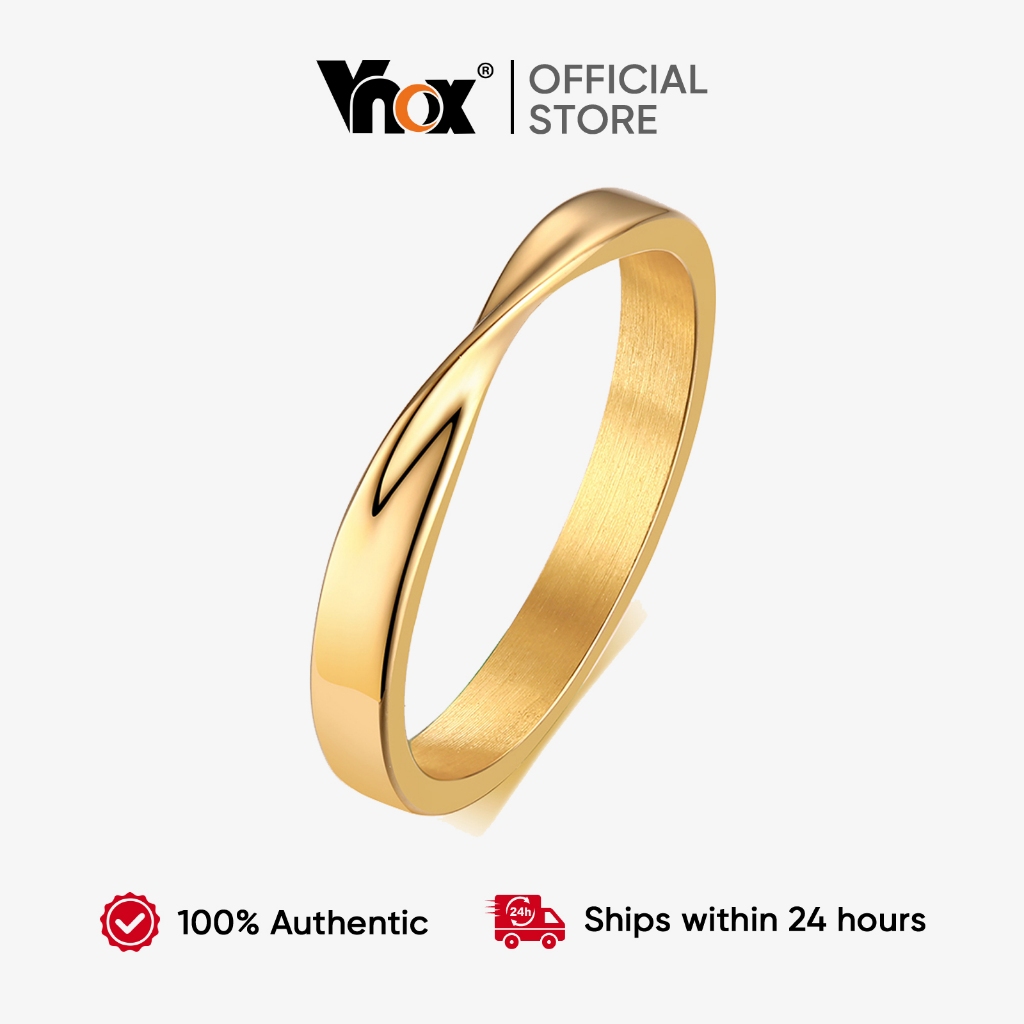 Anel De Amor Torcido Vnox Mobius Para Mulheres Homens , Faixa De Casais Promessa De Casamento Em Aço Inoxidável