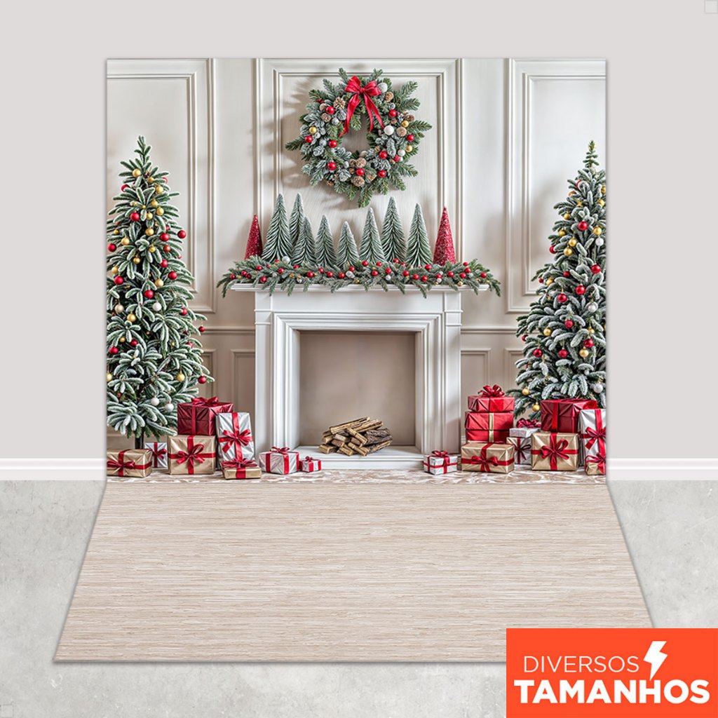 Fundo Fotográfico Natal Boiserie Em Tecido FNT-806