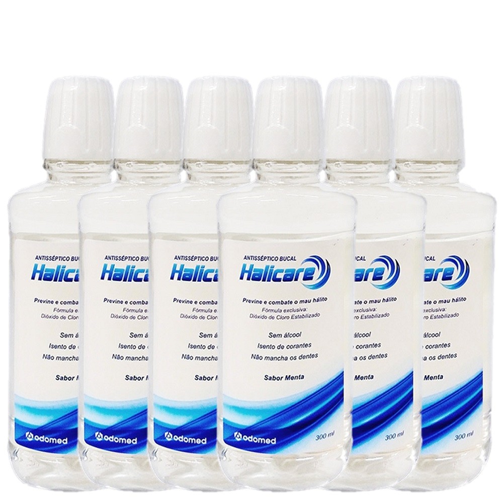 Kit Odomed Halicare - Enxaguante Bucal Antisseptico 300ml (6 Unidades)