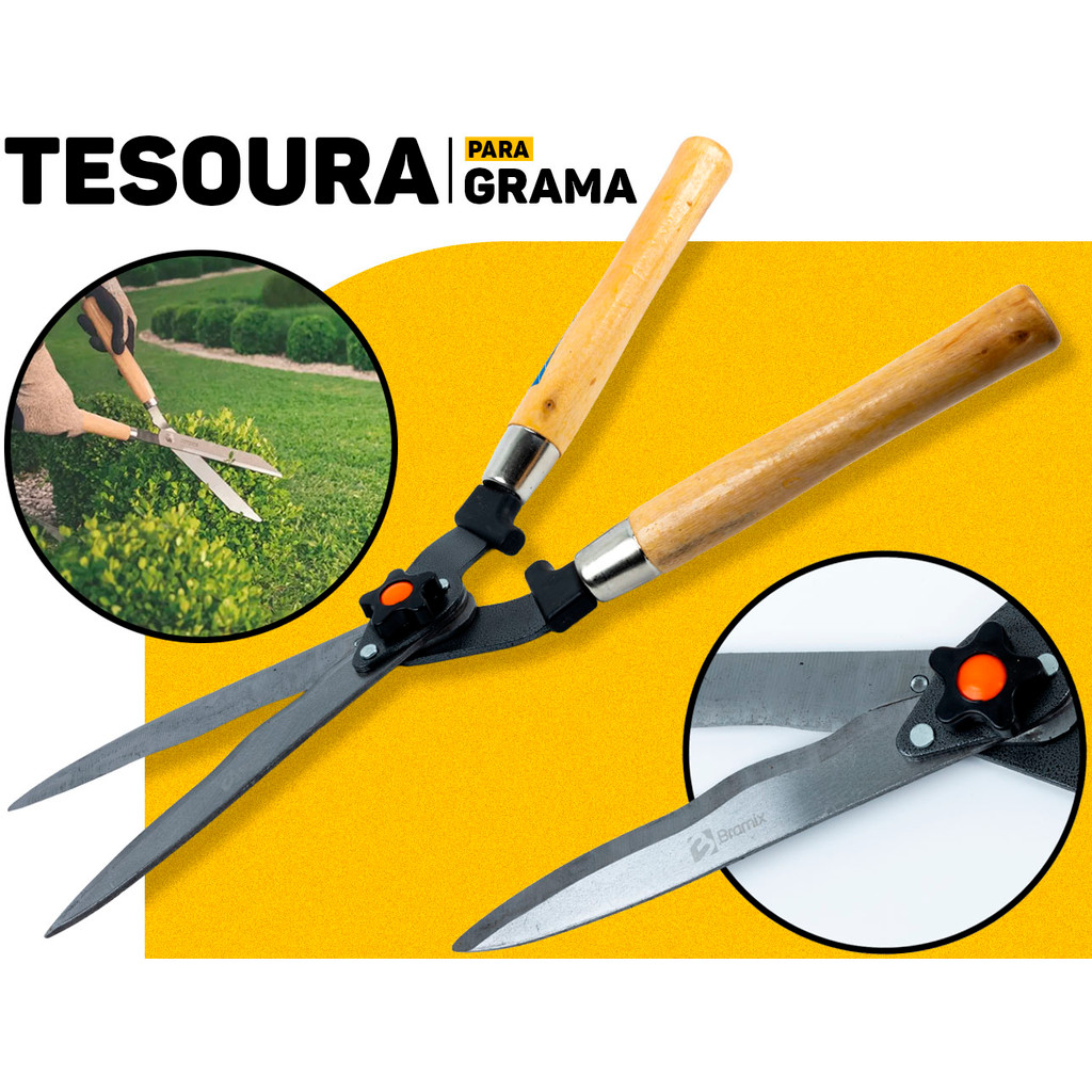 Tesoura P/ Grama 12 Polegadas Aço Forjado Bramix Corte Preciso Jardim Poda E Cerca Viva	