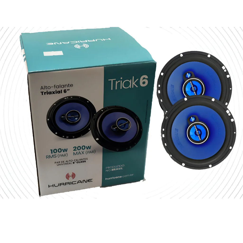 Par Alto Falante Porta Carro Hurricane Triak6 Triaxial 6 Polegadas 100 Rms Som Automotivo Barato