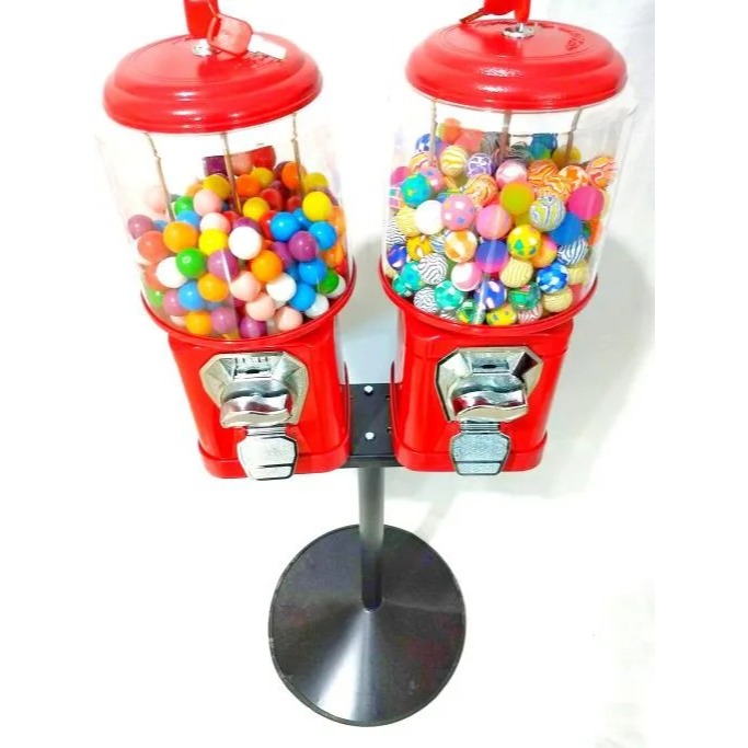 2 Máquina De Bolinha Catraca 2,00 Full Metal+ Pedestal + 213 Chicletes + 250 Bolinha Pula Pula 27mm