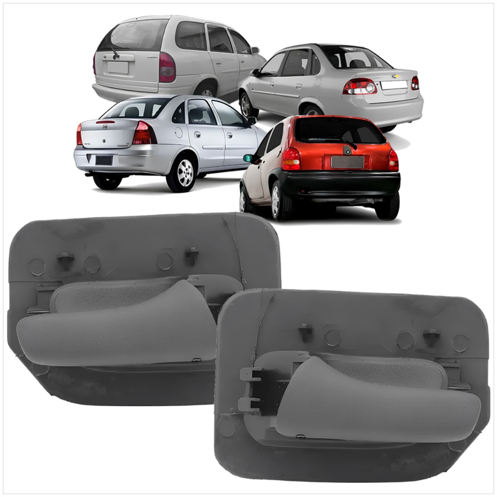 Par Gatilho Maçaneta Interna Traseira Corsa 1994 a 2002 Classic 2004 a 2016 Cinza