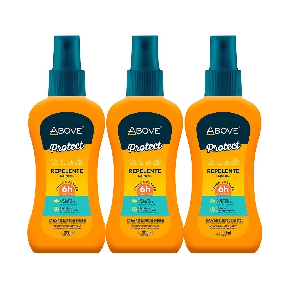 Repelente De Insetos Above Adulto Spray 200ml - Kit c/ 3 unidades