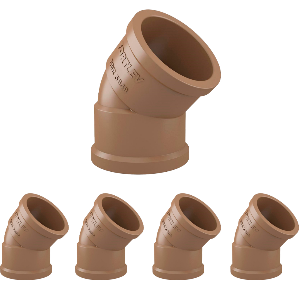 Pacote 40 unid Joelho PVC 45º Soldável 25mm Fortlev