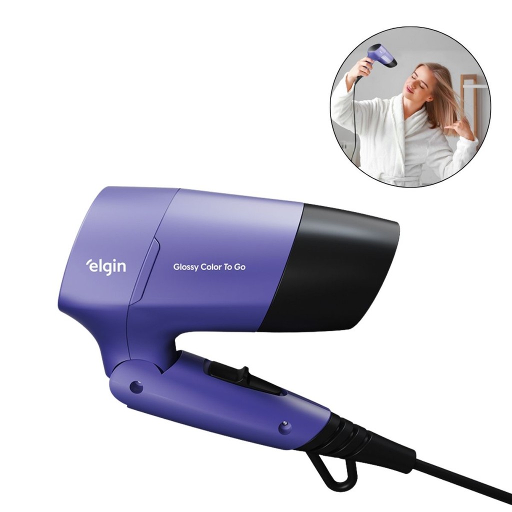 Secador Glossy Color To Go Para Viagem 1200W Bivolt Elgin