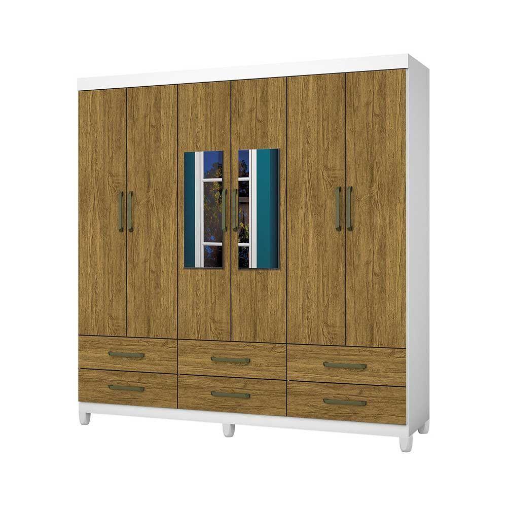 Guarda-roupa D22 Com Espelho E Pés Branco Cinamomo