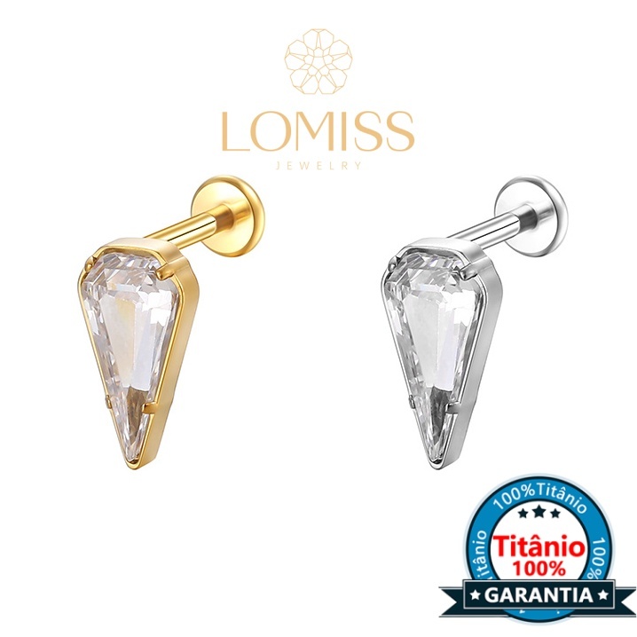 Piercing Helix Tragus Conch Labret Titânio Pvd Zircônias Gota