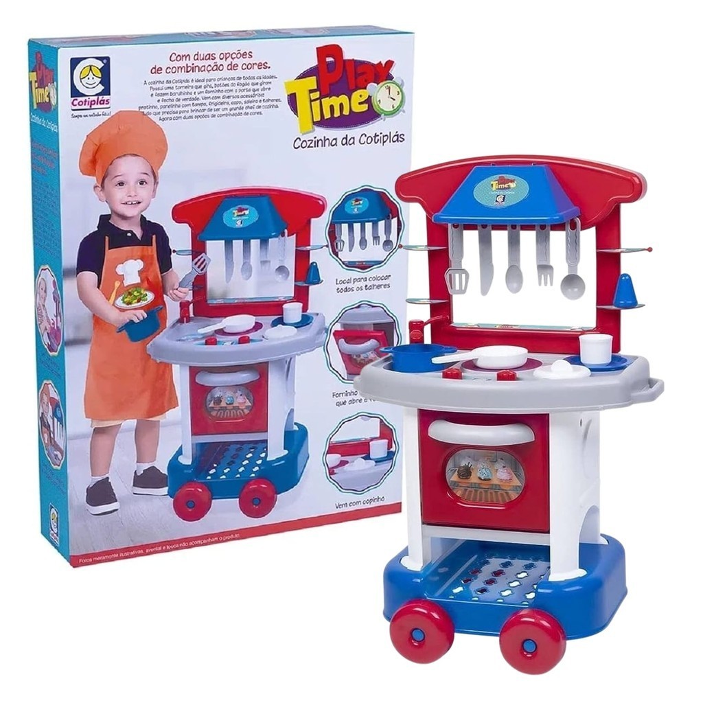 Cozinha Infantil Play Time Azul com Acessórios Cotiplás - 2421