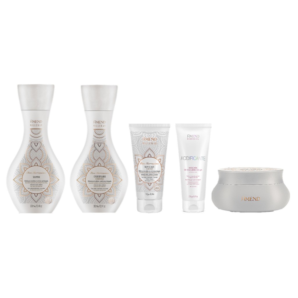Amend KIT Millenar Óleos Marroquinos Sh + Cond + Másc + Balm + Máscara de Equilíbrio do PH 250g