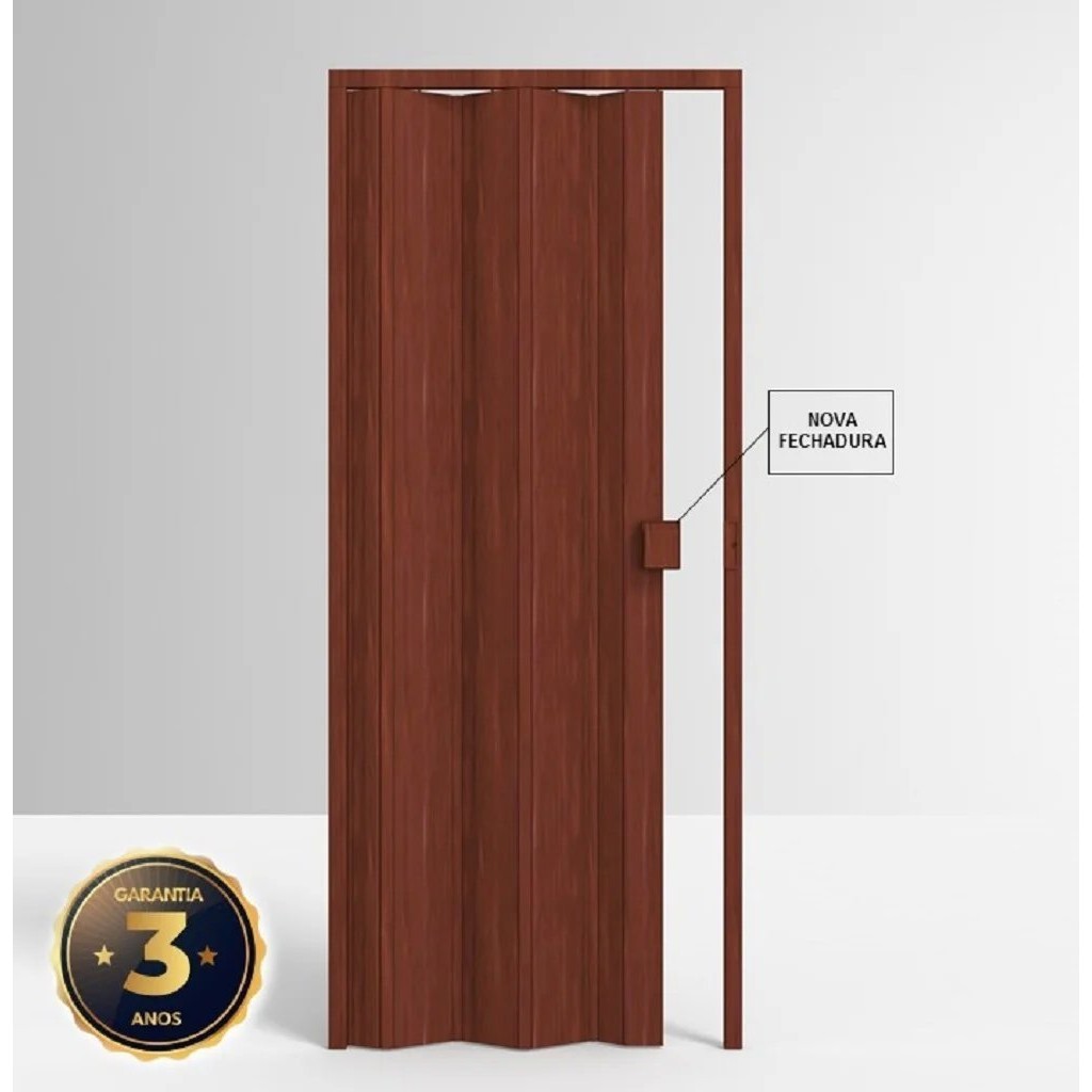 Porta Sanfonada de Pvc 210x85cm Permatti Mogno Madeira