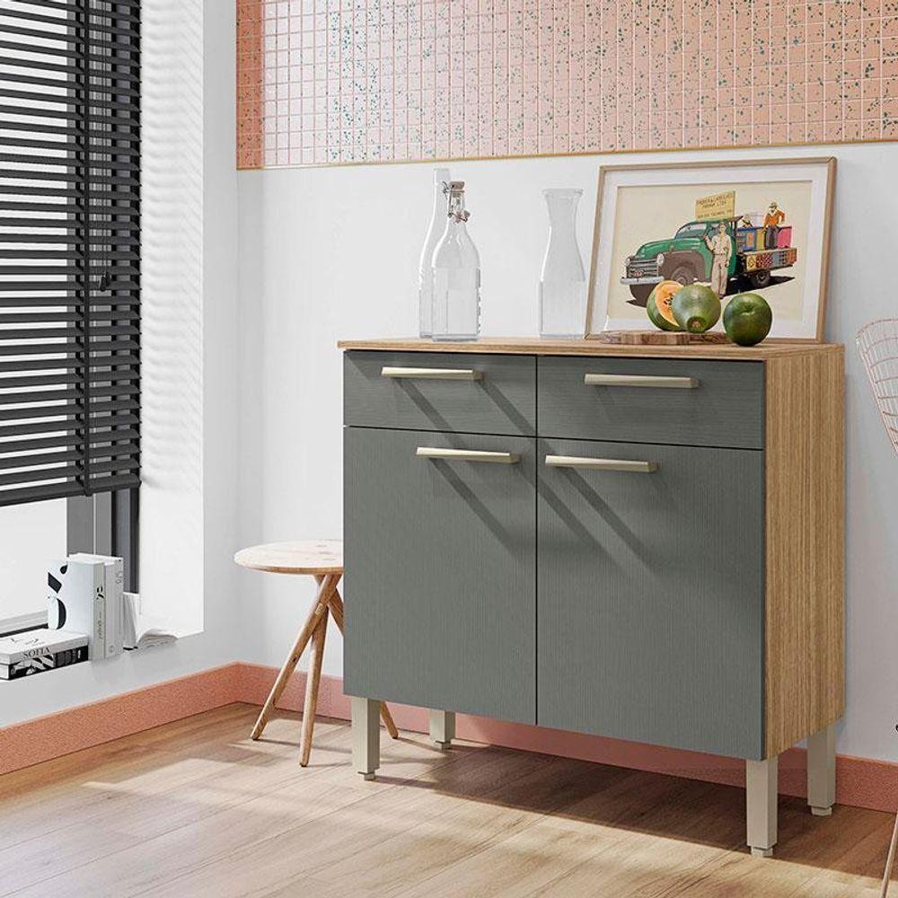 Balcão De Cozinha Ambiente Nala cor do produto Freijó Gris - Kits Paraná