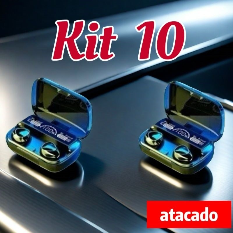 Kit M10 Bluetooth 5.3 Fones de ouvido sem fio TWS estéreo com carregador Power Bank