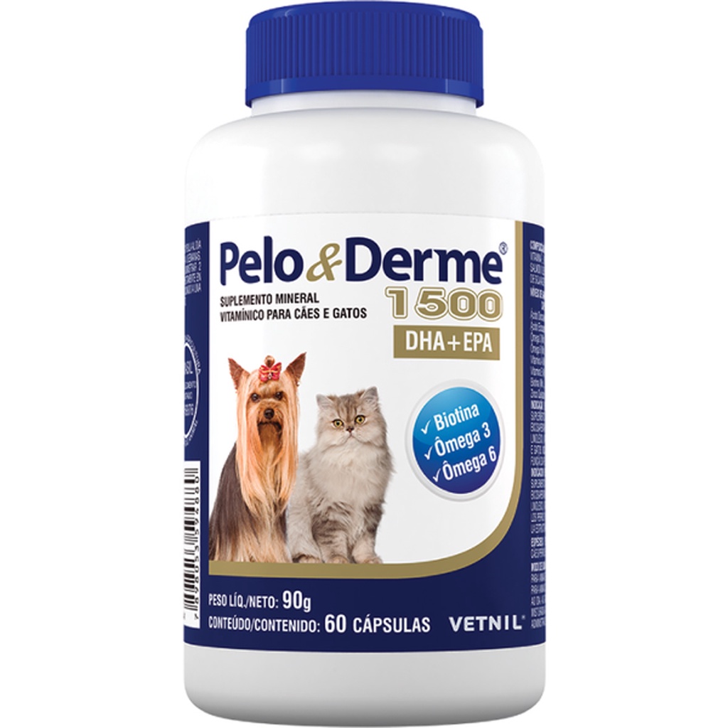 Pelo E Derme 1500 Com 60 Cápsulas Vetnil Envio Imediato