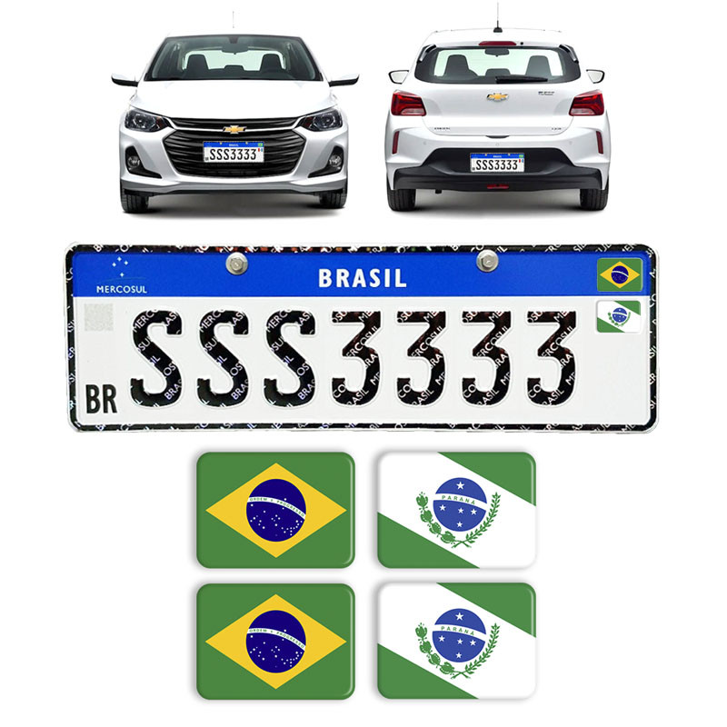 Adesivos Bandeiras Brasil e Parana Placa Nova Carro Resinado