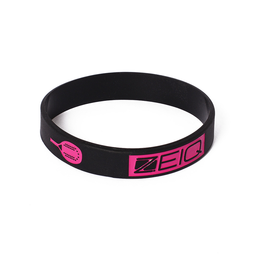 Pulseira de Silicone Zeiq Preta e Rosa