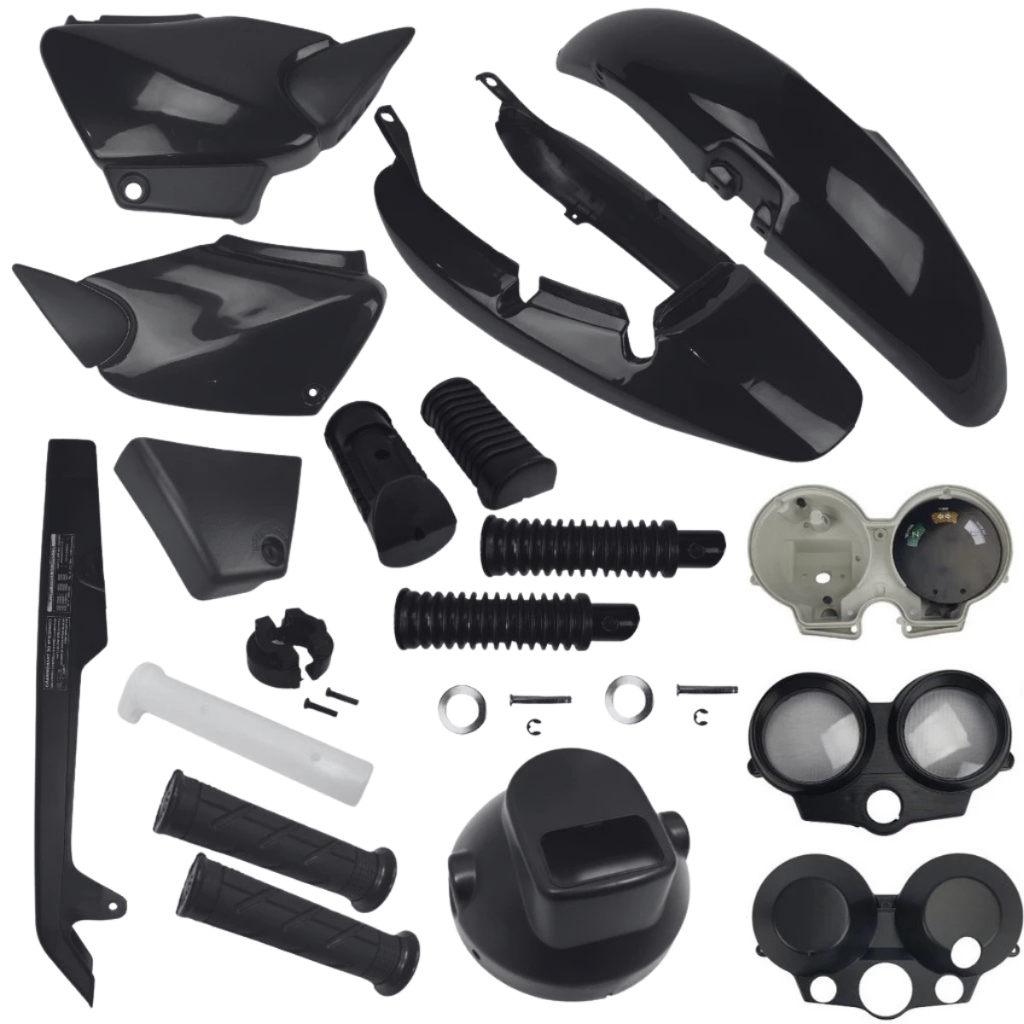 Kit Renovação 17 Peças Plástico Carenagem CG 125 Titan 2000 2001 2002 2003 2004 2005 Fan 2005 2006 2007 2008 Preto