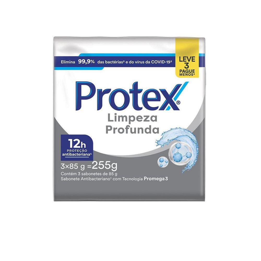 Kit Sabonete em Barra Colgate Protex Limpeza Profunda 3 Unidades 85g Cada