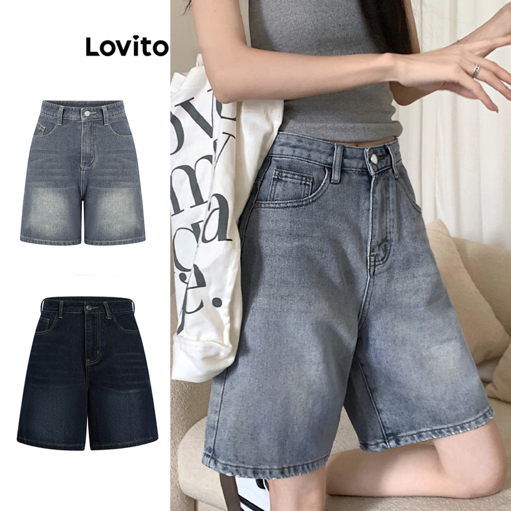 Lovito Shorts De Bolso Shorts Jeans Primavera E Verão Para Mulheres LNA19020 (Multicolorido)