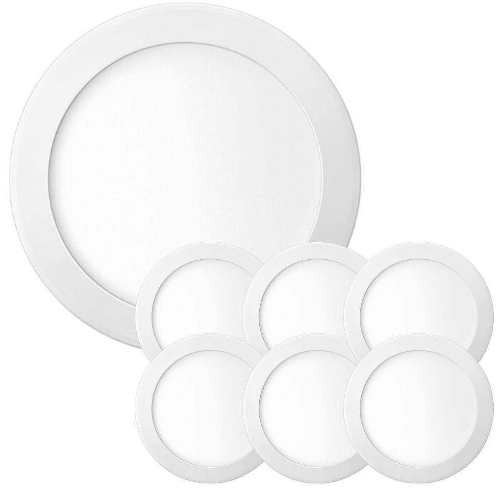 Kit 7 Painel Plafon Embutir Redondo Led 24w Bivolt ELGIN