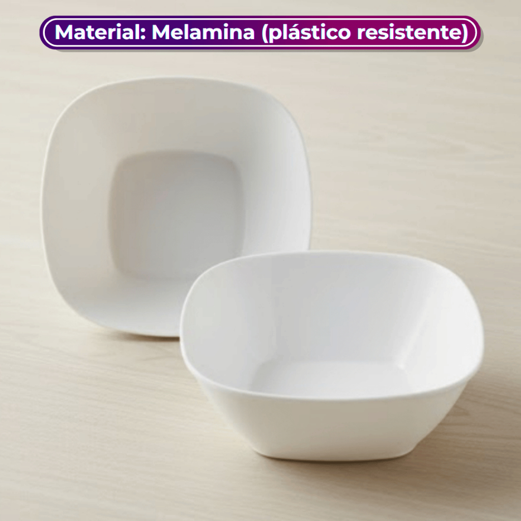 Tigela Lisa Quadrada Bestfer 17cm 1100mL Melamina Premium Leve e Durável Branca Cozinha