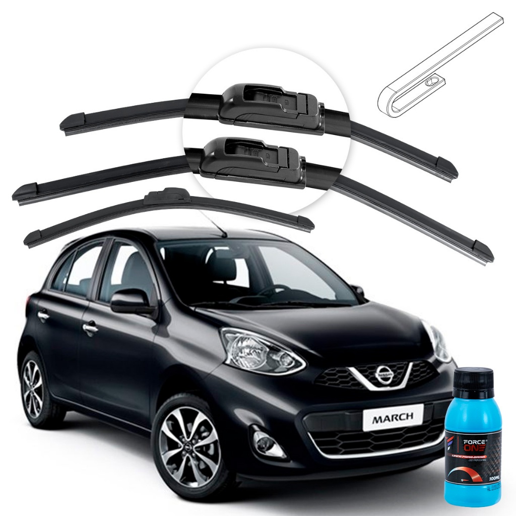 Palheta Limpador de Parabrisa Nissan March ano 11 a 14 Universal Dianteira e Traseira