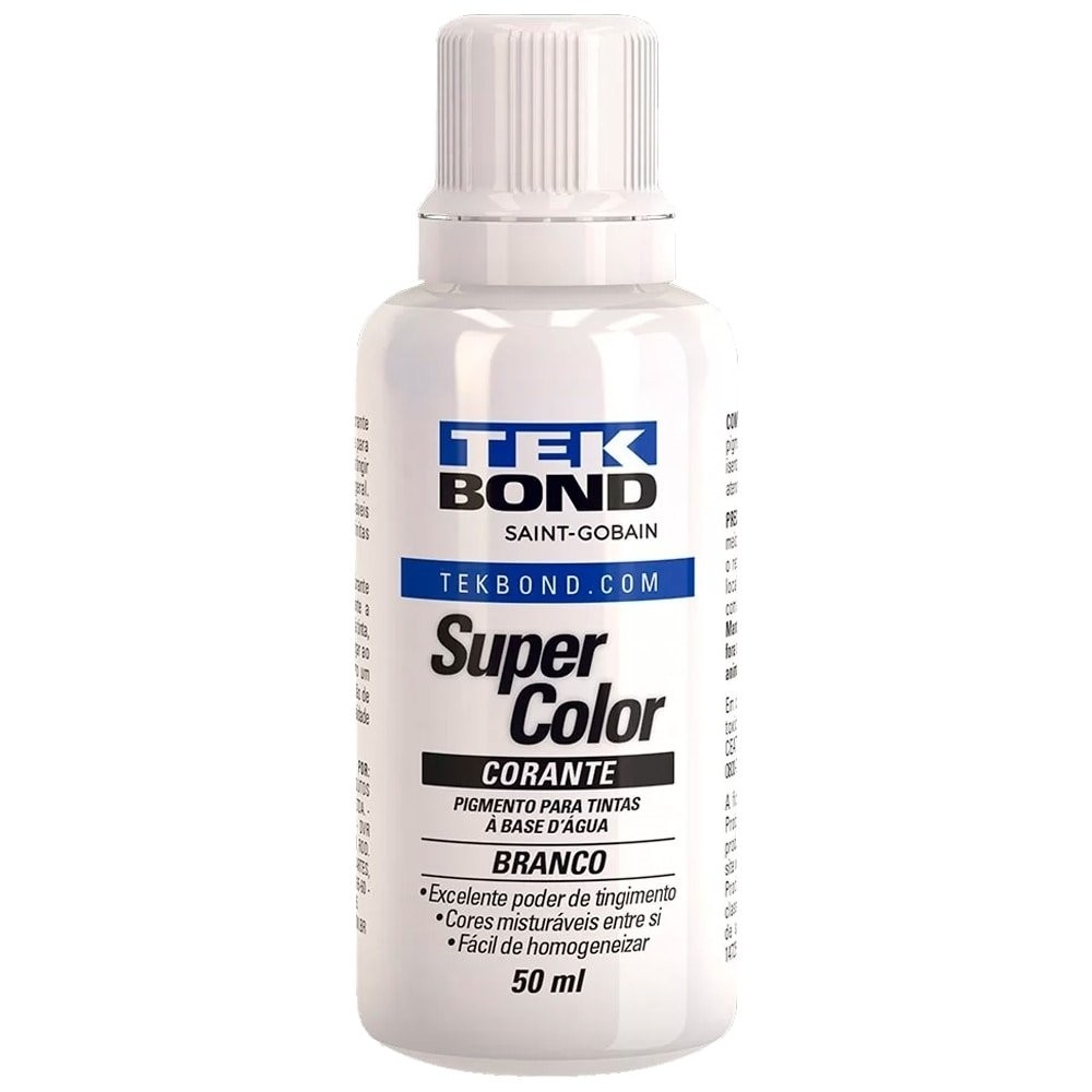 Corante Líquido Tekbond Branco 50ml - Embalagem com 12 Unidades