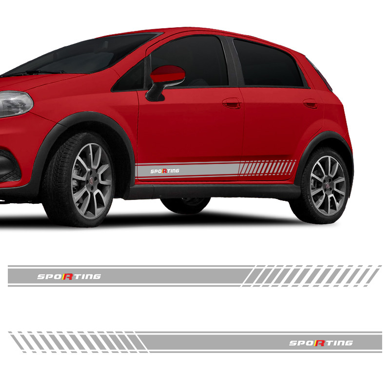 Faixa Lateral Fiat Punto Sporting 2008/2016 Adesivo Prata
