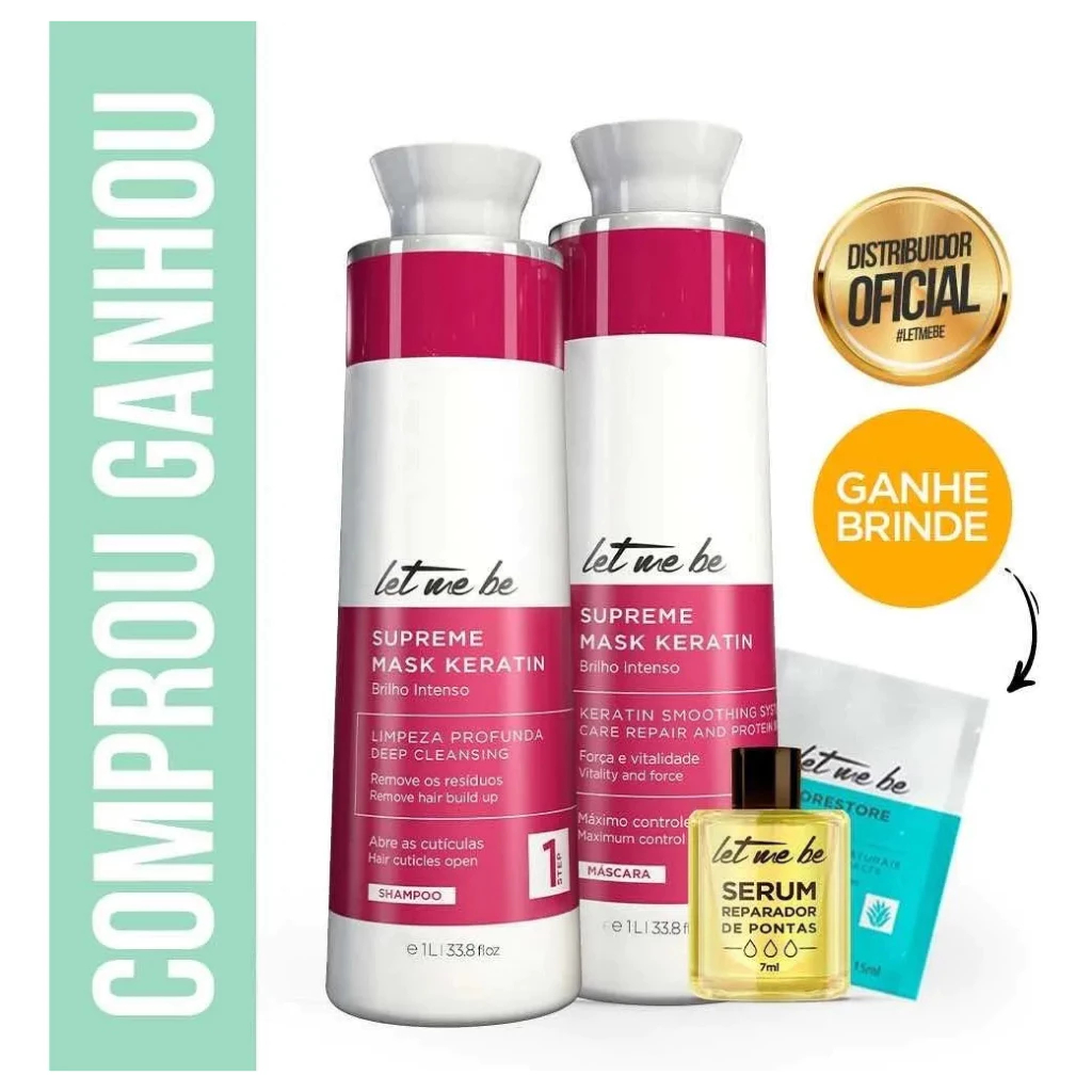 Progressiva Let Me Be Mask Keratin Supreme Liss Control 2 x 1000ml (Shampoo e Ativo)