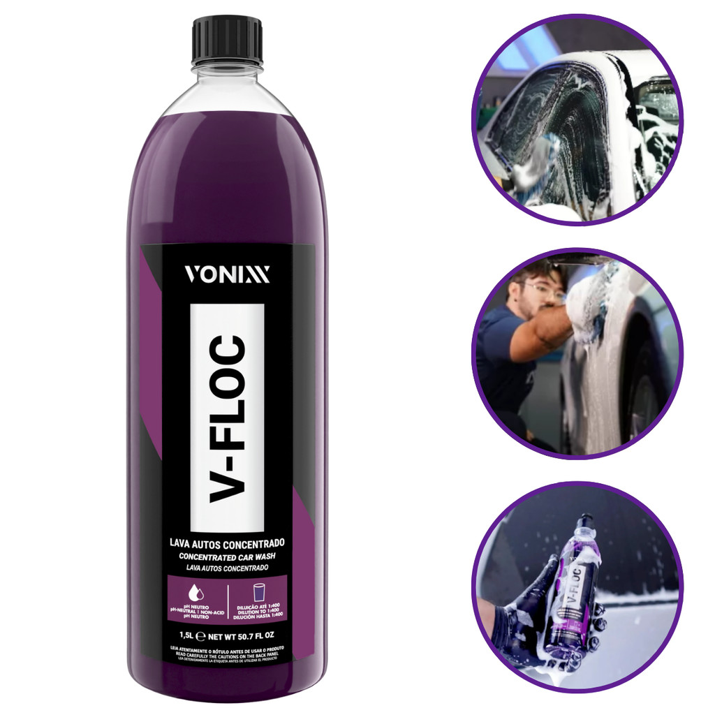 Shampoo Automotivo Vonixx V-Floc 1,5L Super Concentrado Econômico Alto Rendimento
