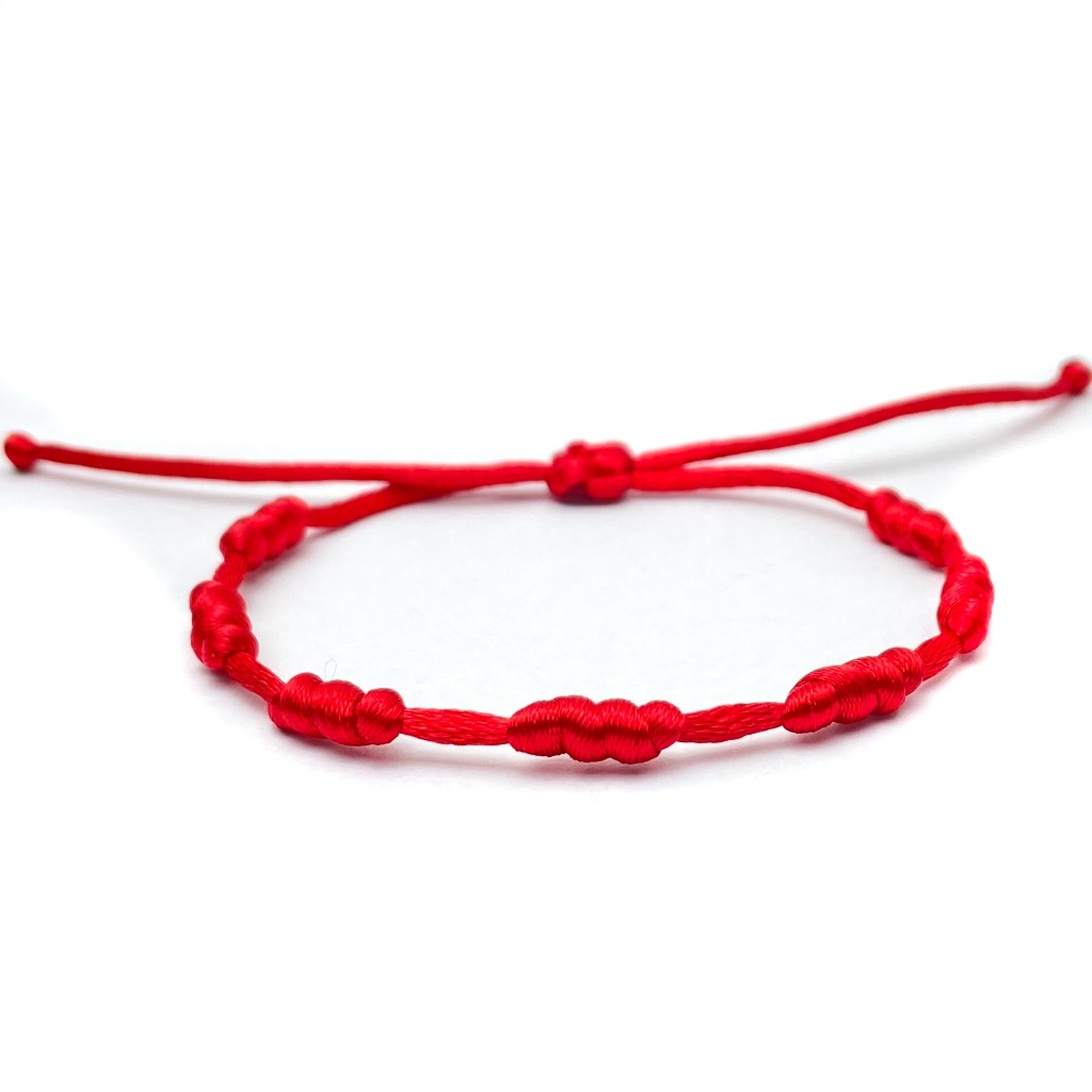 Pulseira 7 Sete Nós Vermelha Cabala Kabbalah Proteção Contra o Mal
