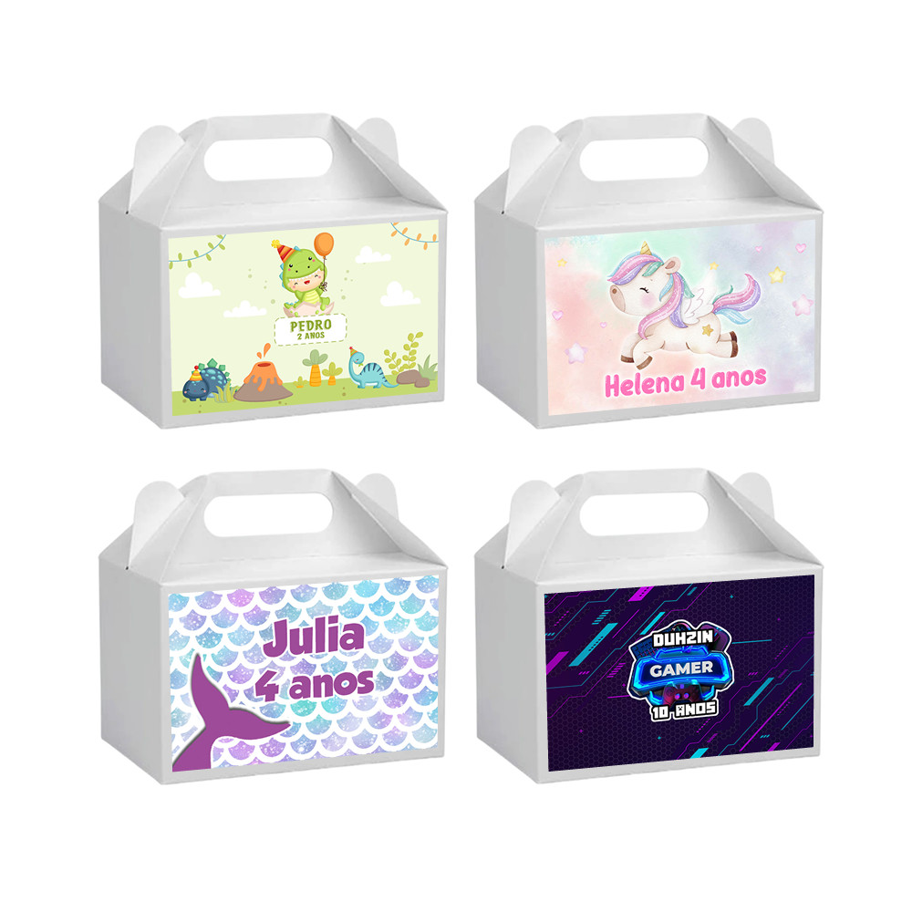 KIT 12 Rótulo Adesivo para Caixa Maleta Adesivos Caixinha Maleta de papelao Diversos Temas