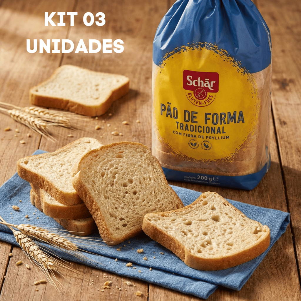 3 Unidades Pão de Forma Tradicional Sem Glúten Schar 200g cada