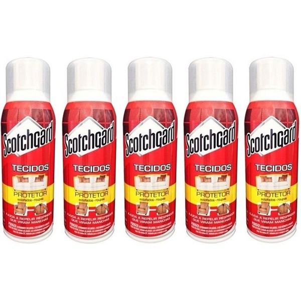 Kit com 5 Scotchgard 3M Protetor de Tecidos Repelente a Agua SPRAY 353ML