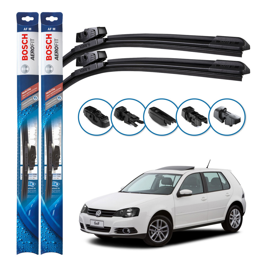 Par de Palhetas Limpador Parabrisa Multiclip Original Bosch Volkswagen Golf 2008 A 2013