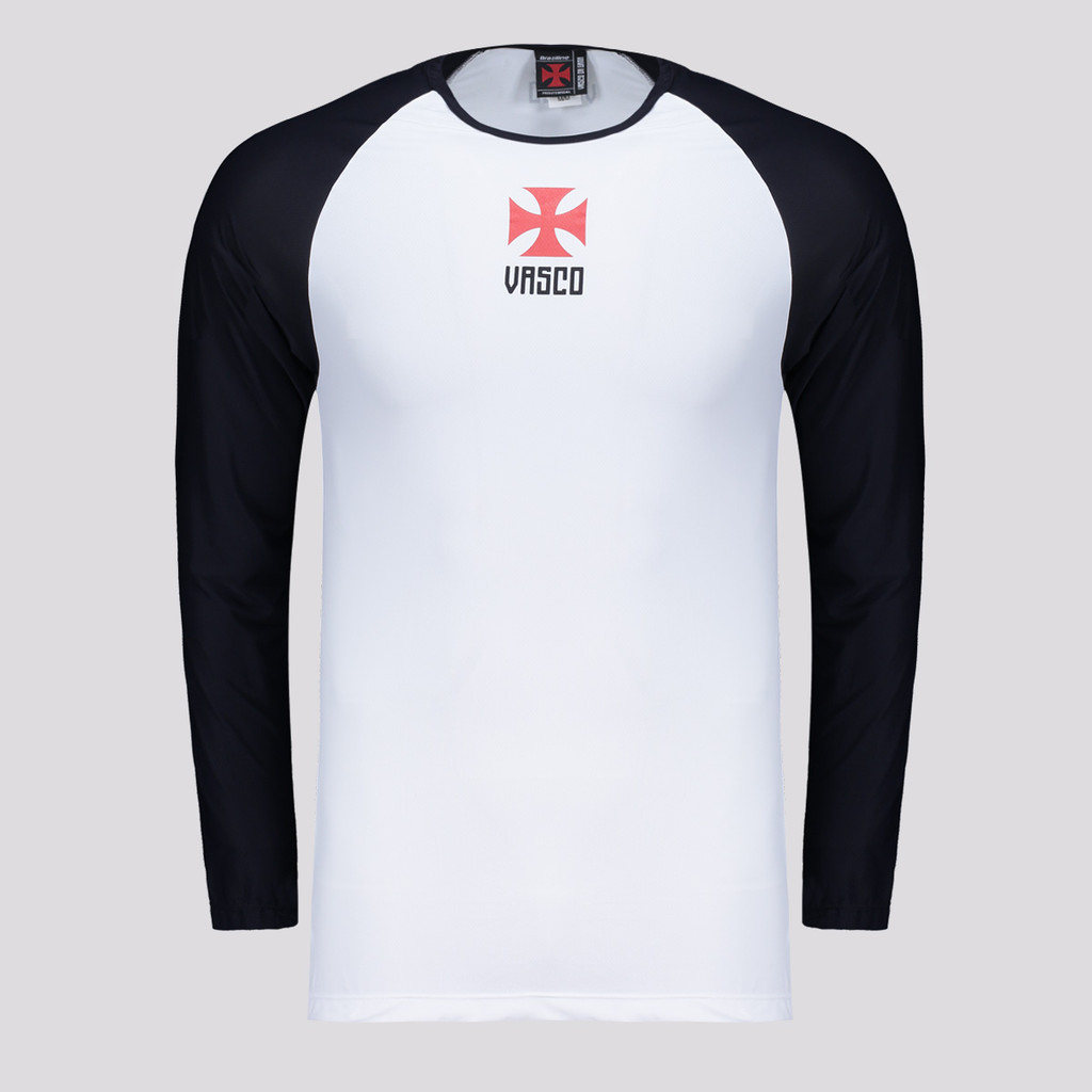 Camisa Vasco Plaga Manga Longa Proteção UV Branca