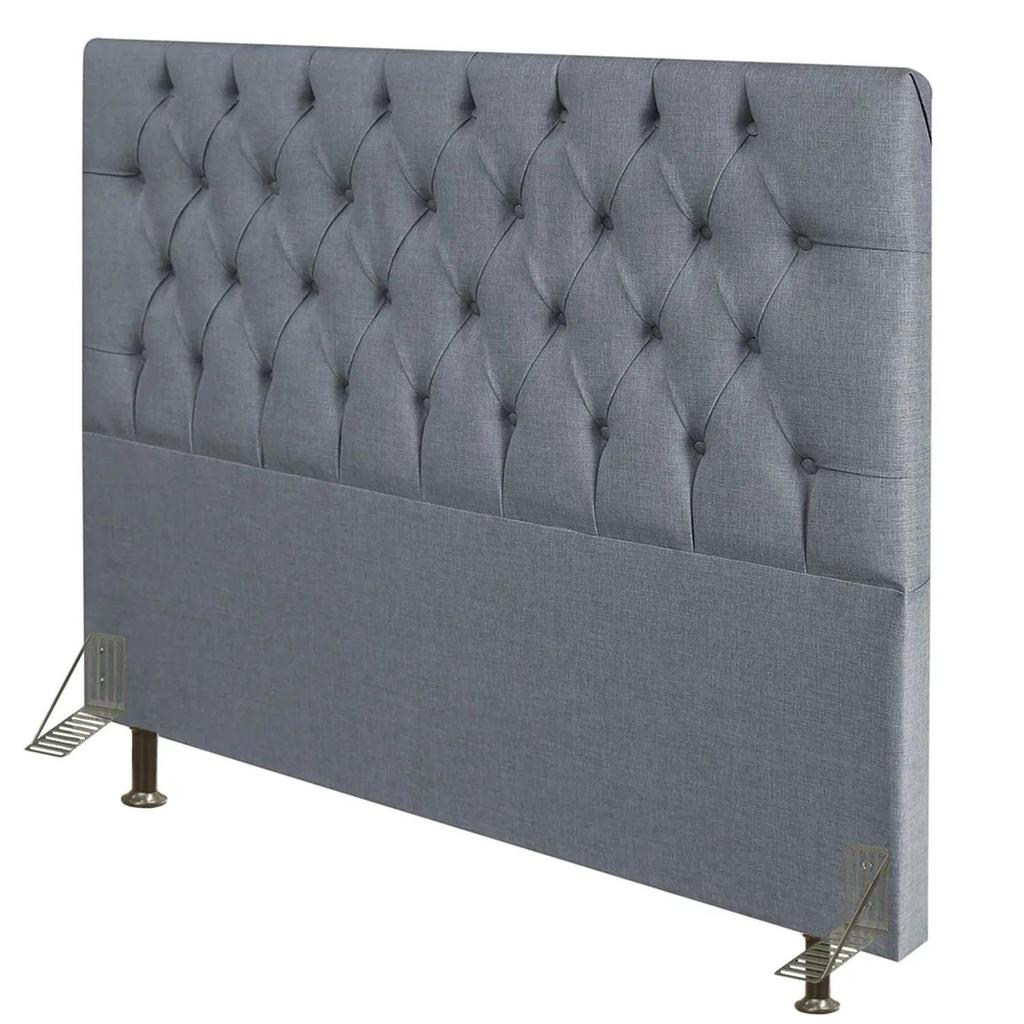 Cabeceira Cama Box King 195cm Diamante Linho J02 Cinza - Mpozenato