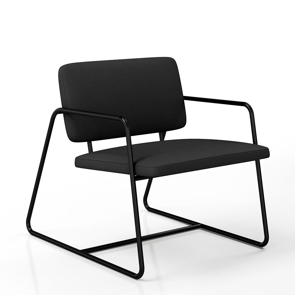 Poltrona Estofada Sintra Estrutura Metalon Preto Fosco/Suede Preto - Móveis Arapongas