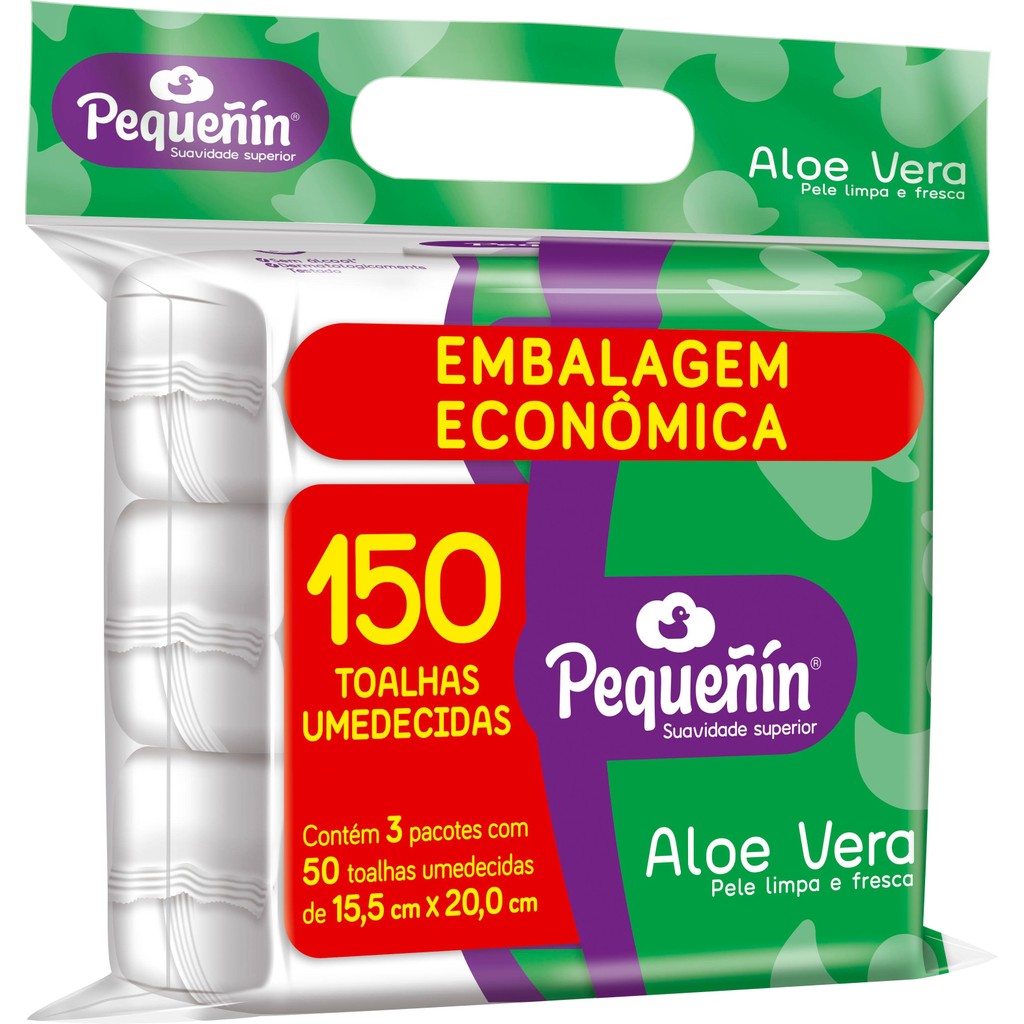 Lenços Umedecidos Pequeñin Aloe Vera 150 unidades