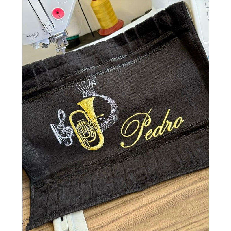 Toalha Bordada Personalizada Musica Instrumento Musical - tamanho lavabo