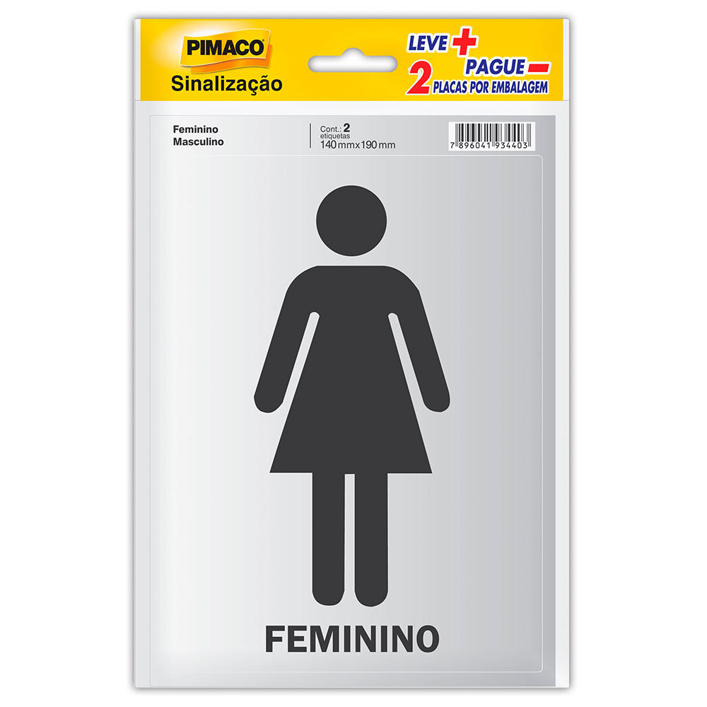 Etiqueta sinalização Feminino/Masculino 14x19cm Pimaco