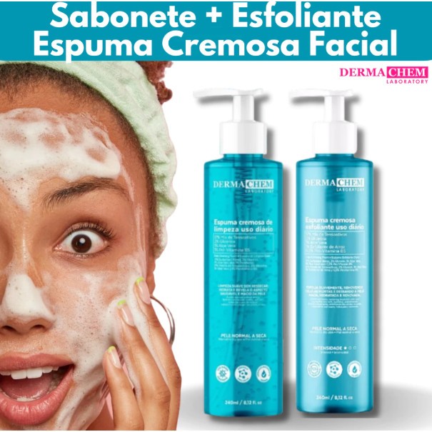 Kit Skincare Espuma Esfoliante + Espuma de Limpeza Pró-Vitamina B5 Dermachem Cremosa  Hidratação